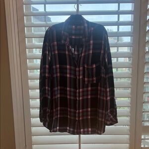 Lane Bryant Plaid Blouse - Black, Purple and Green flannel
